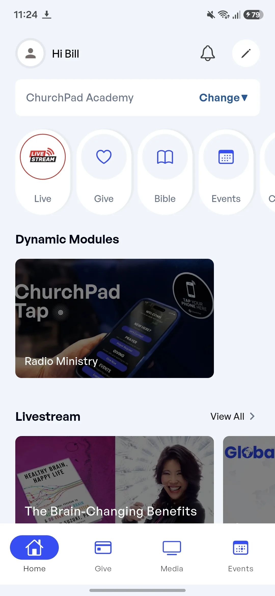 ChurchPad mobile experience — by Senior Software Engineer Bill Odida