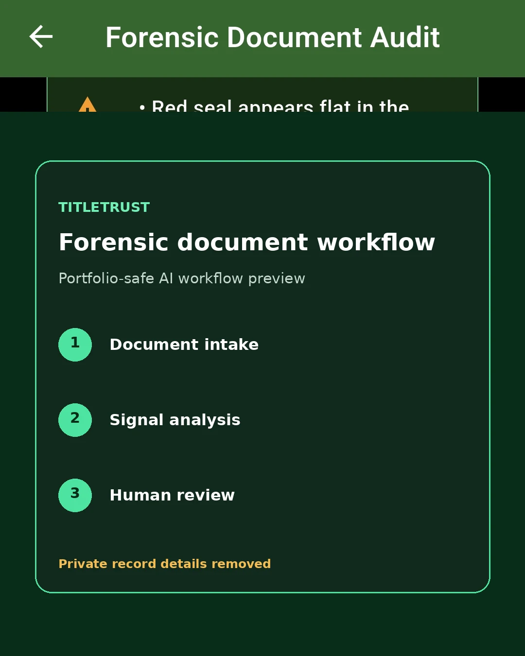 TitleTrust audit and fraud analysis workflow