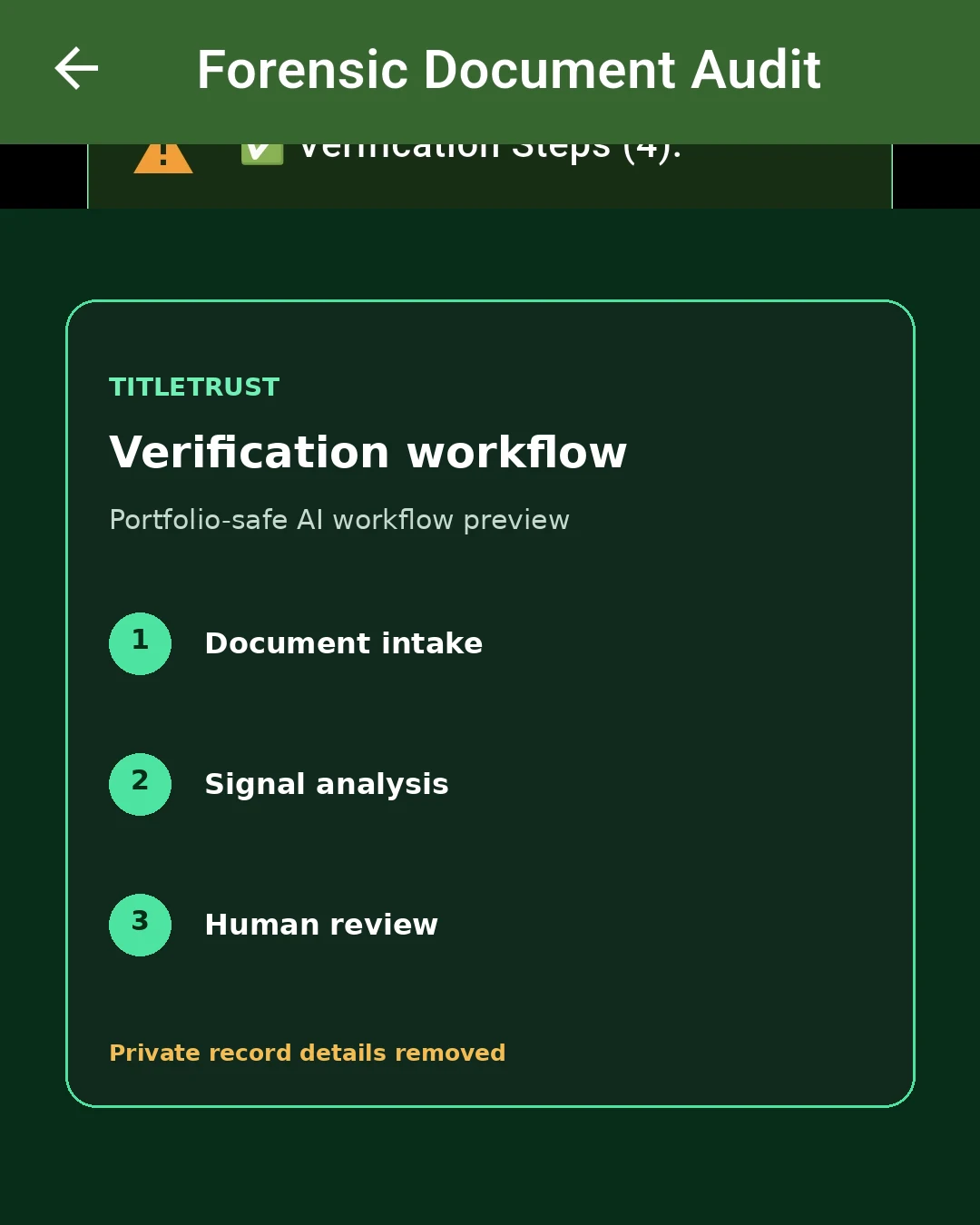 TitleTrust verification workflow
